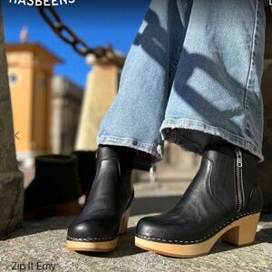 Swedish Hasbeens Zip It Emy Black Boots